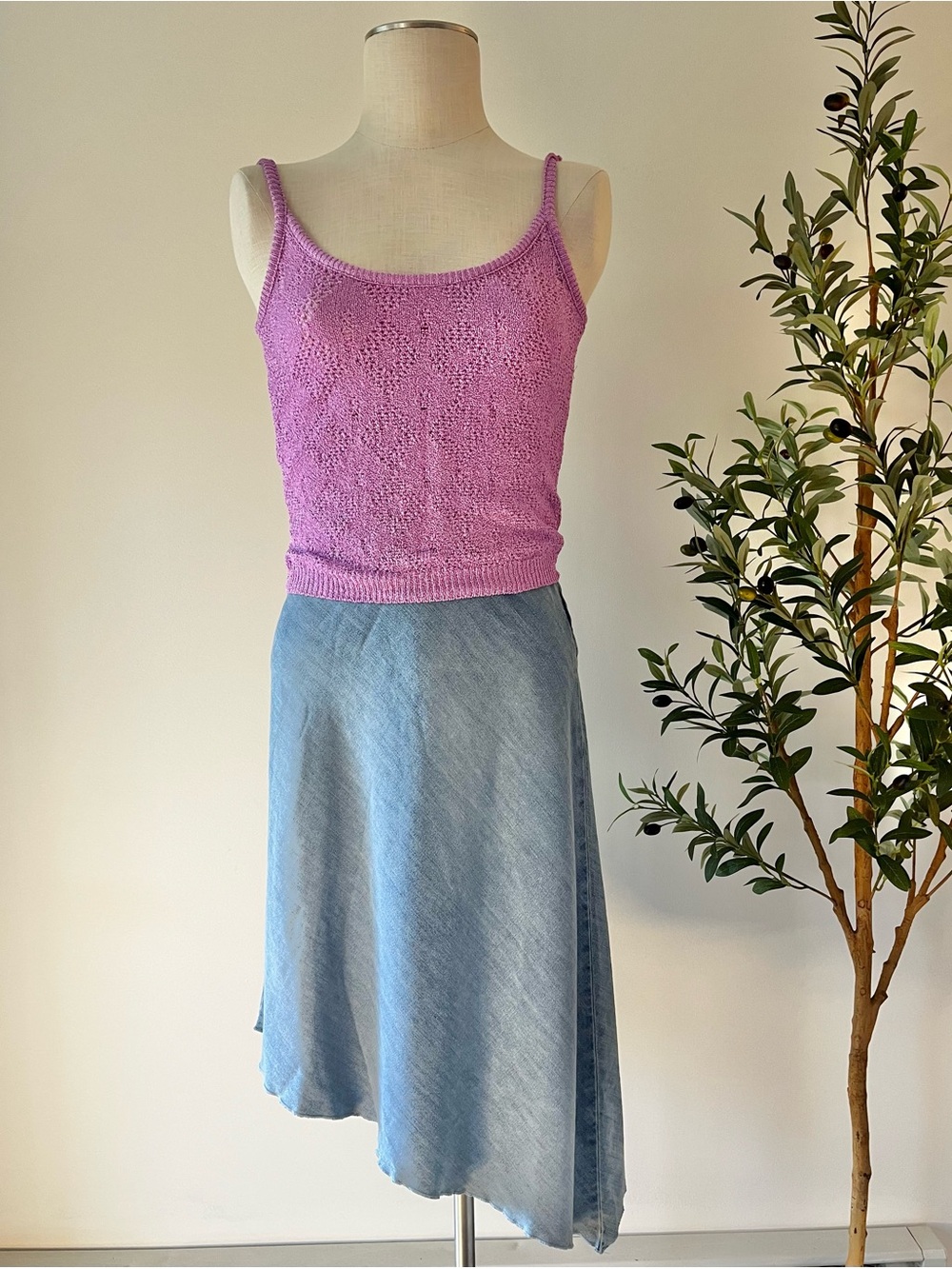Y2K vintage XOXO  Blue Asymmetrical thin denim chambray Skirt